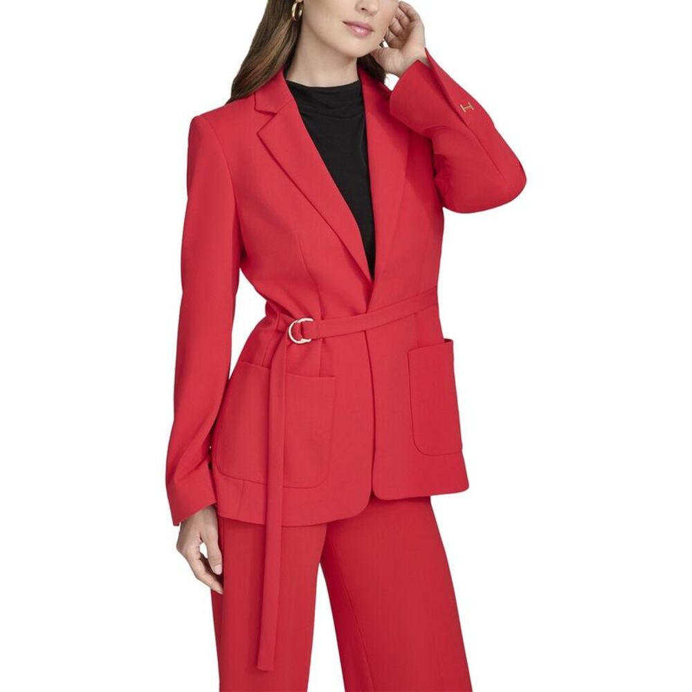 Halston Womens Belted D-Ring Blazer